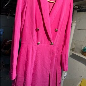 Taylor Hot Pink Double-Breasted Midi Dress